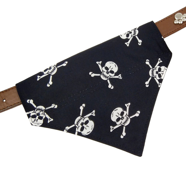 Black and white skulls slide on dog bandana