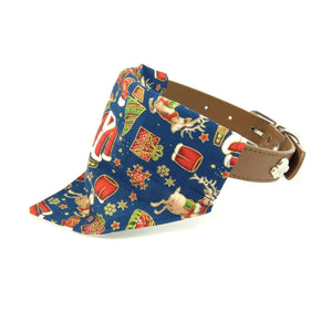 Navy blue Santa puppy bandana on dog collar