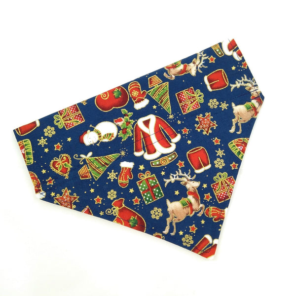 Navy blue Santa slip on dog bandana