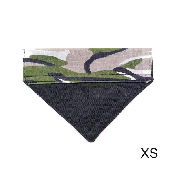 camouflage dog bandana with black lining