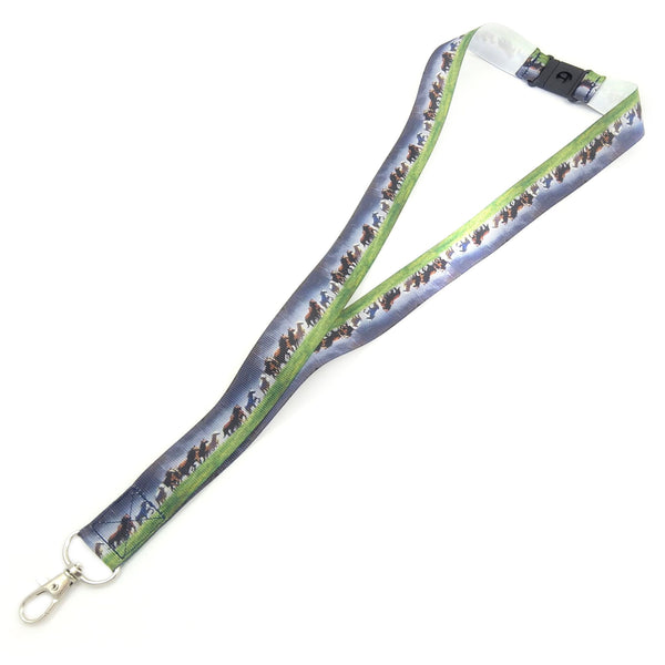 Blue and green horses lanyard