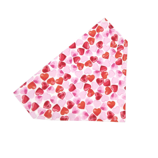 Pink and Red Hearts Dog Bandana