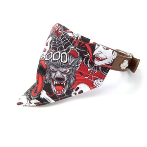 Spooky Halloween dog bandana on collar