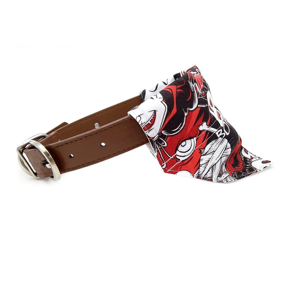 Red and black Halloween puppy neckerchief on dog collar