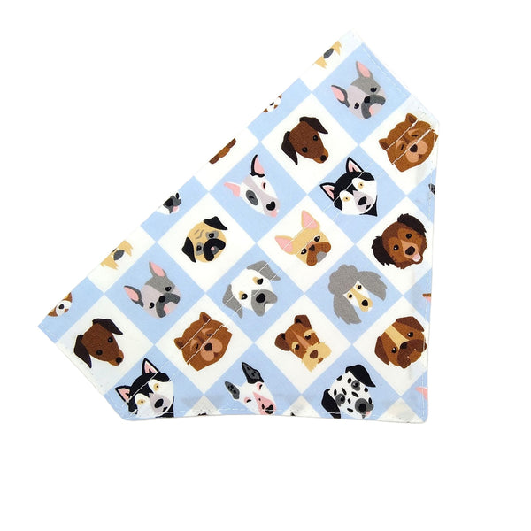 Blue dog breeds slide on collar bandana from above