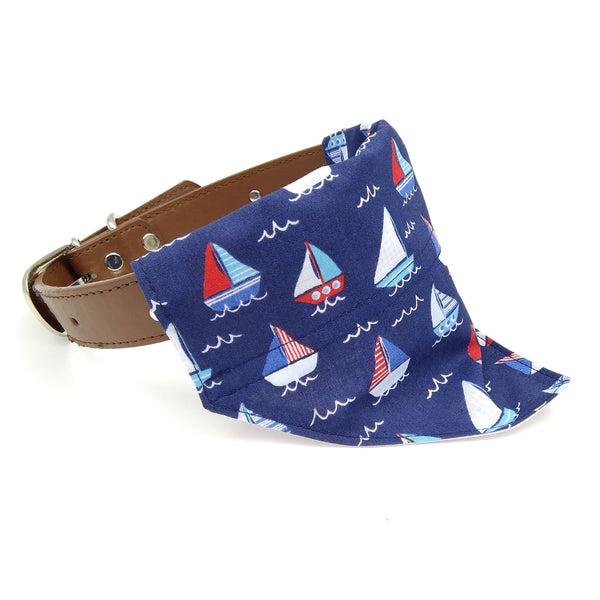 Boat dog bandana on collar from side