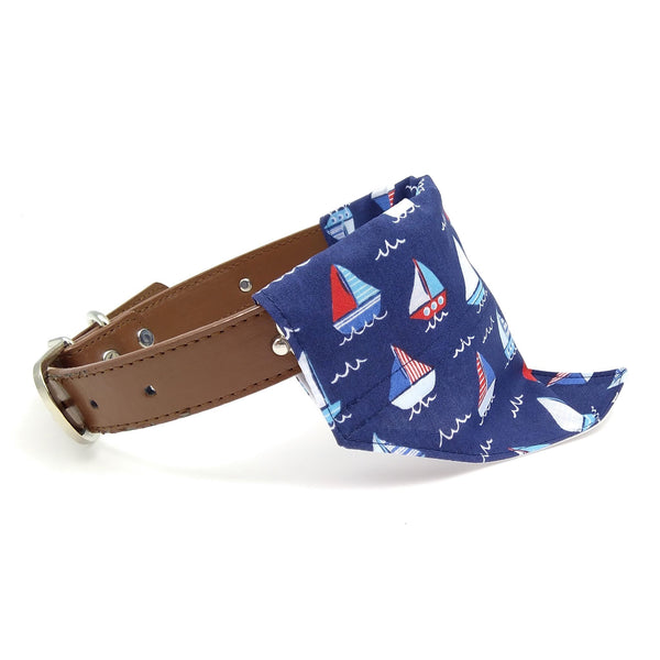 Boats over the collar dog bandana on collar from side