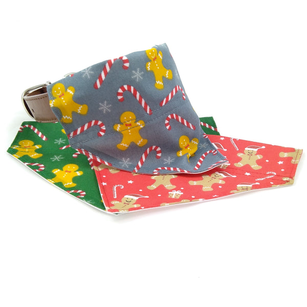 Grey Gingerbread Men Dog Bandana