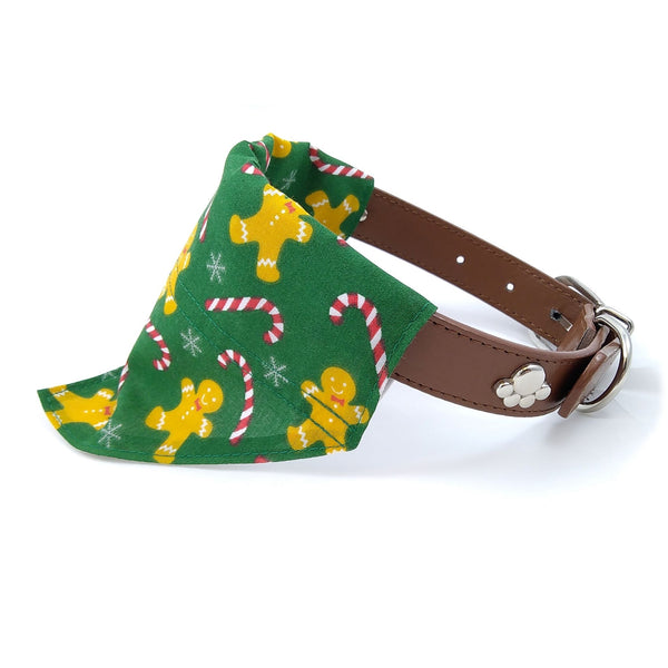 Green gingerbread man dog bandana