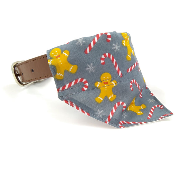 Grey gingerbread men dog neckerchief on collar