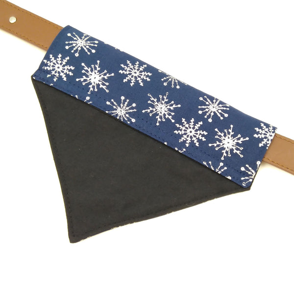 navy and silver lined slip on dog bandana