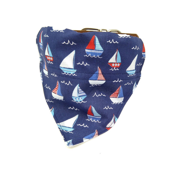 Sailor puppy bandana on collar from front