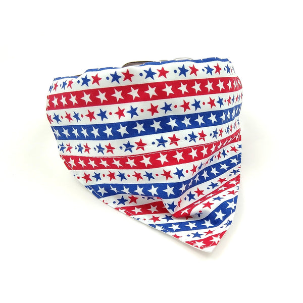 Red white and blue stars and stripes puppy neckerchief