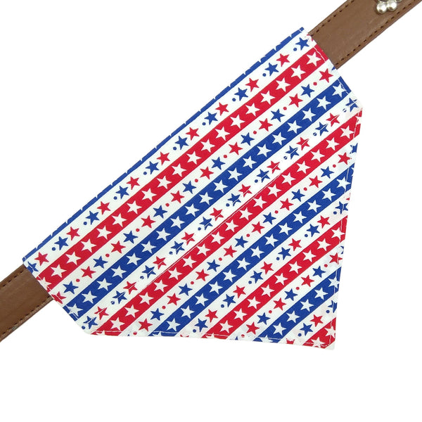 stars and stripes slide on dog scarf on collar