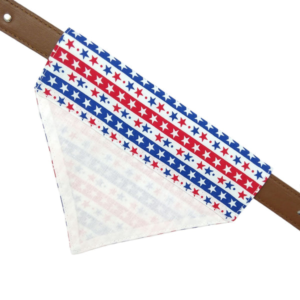 lined stars and stripes bandana on dog collar