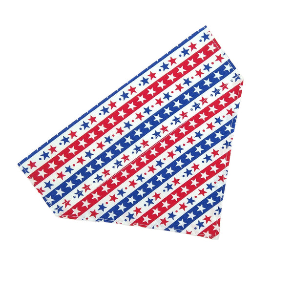 stars and stripes slip on dog bandana from above